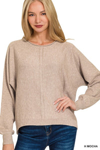 Viscose Front Seam Round-neck Sweater