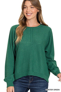 Viscose Front Seam Round-neck Sweater