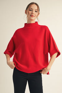 Mock Neck Soft Sweater Top