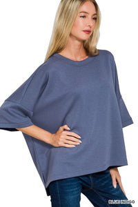 Scuba Round Neck Top With Side Slits