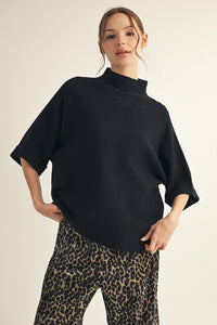 Mock Neck Soft Sweater Top