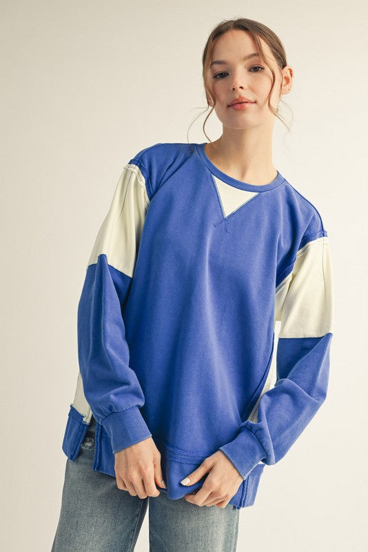 Raw Cut Accent Color Block Gameday Top