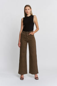 Super High Wide Leg Leopard Jeans