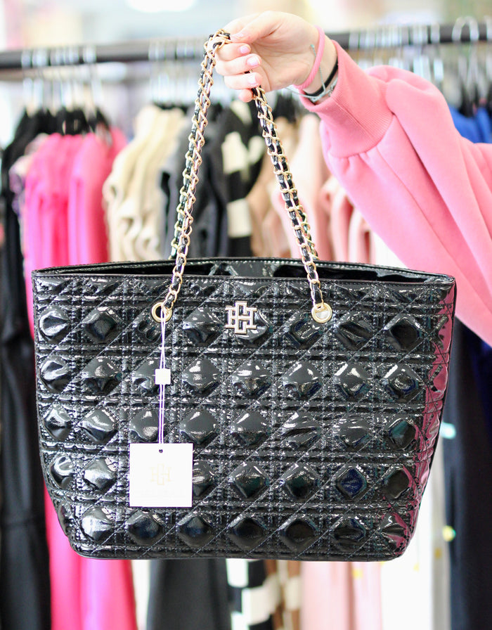 Caroline Hill Quentin Quilted Tote Black