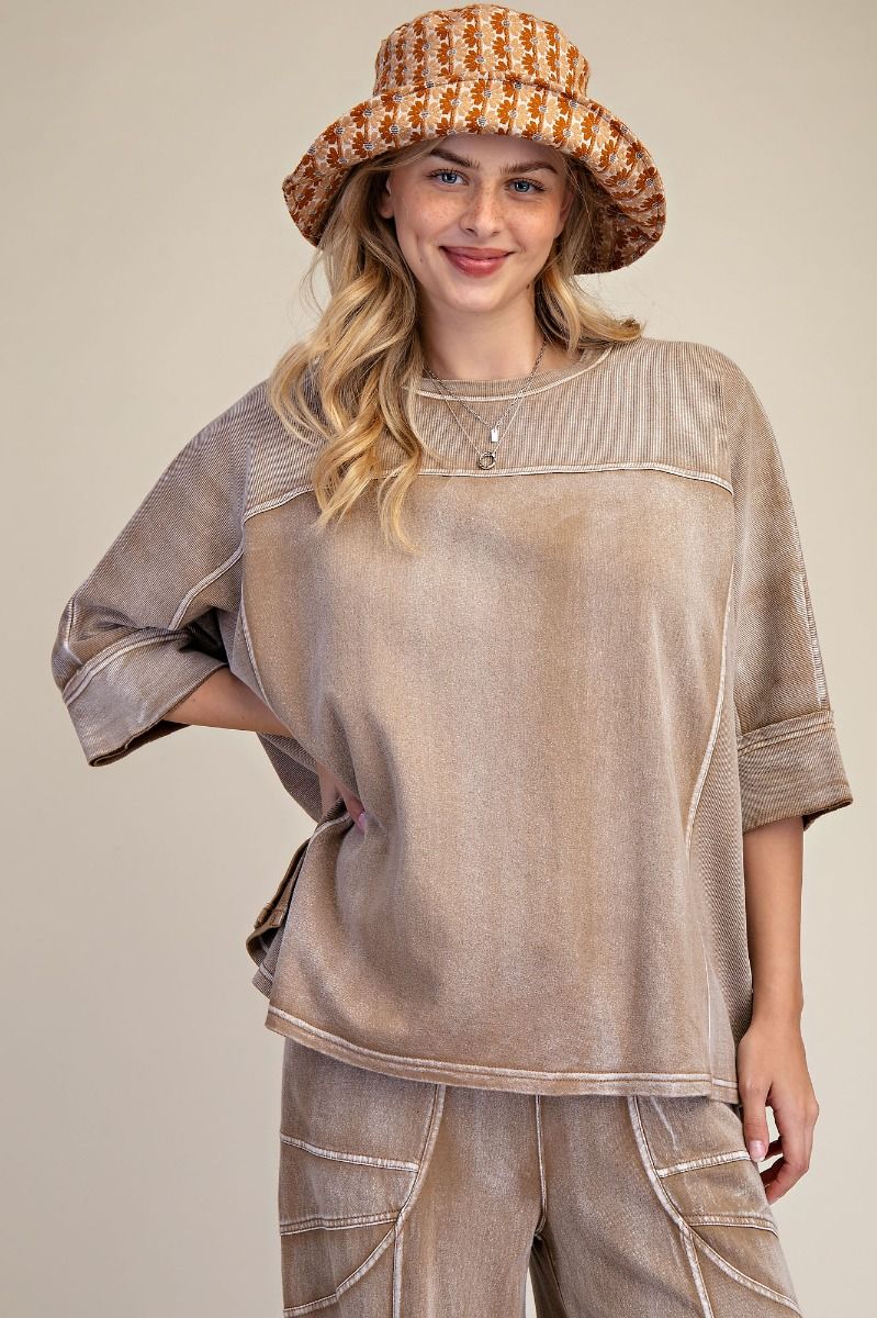 MONKEY WASHED TERRY KNIT TOP