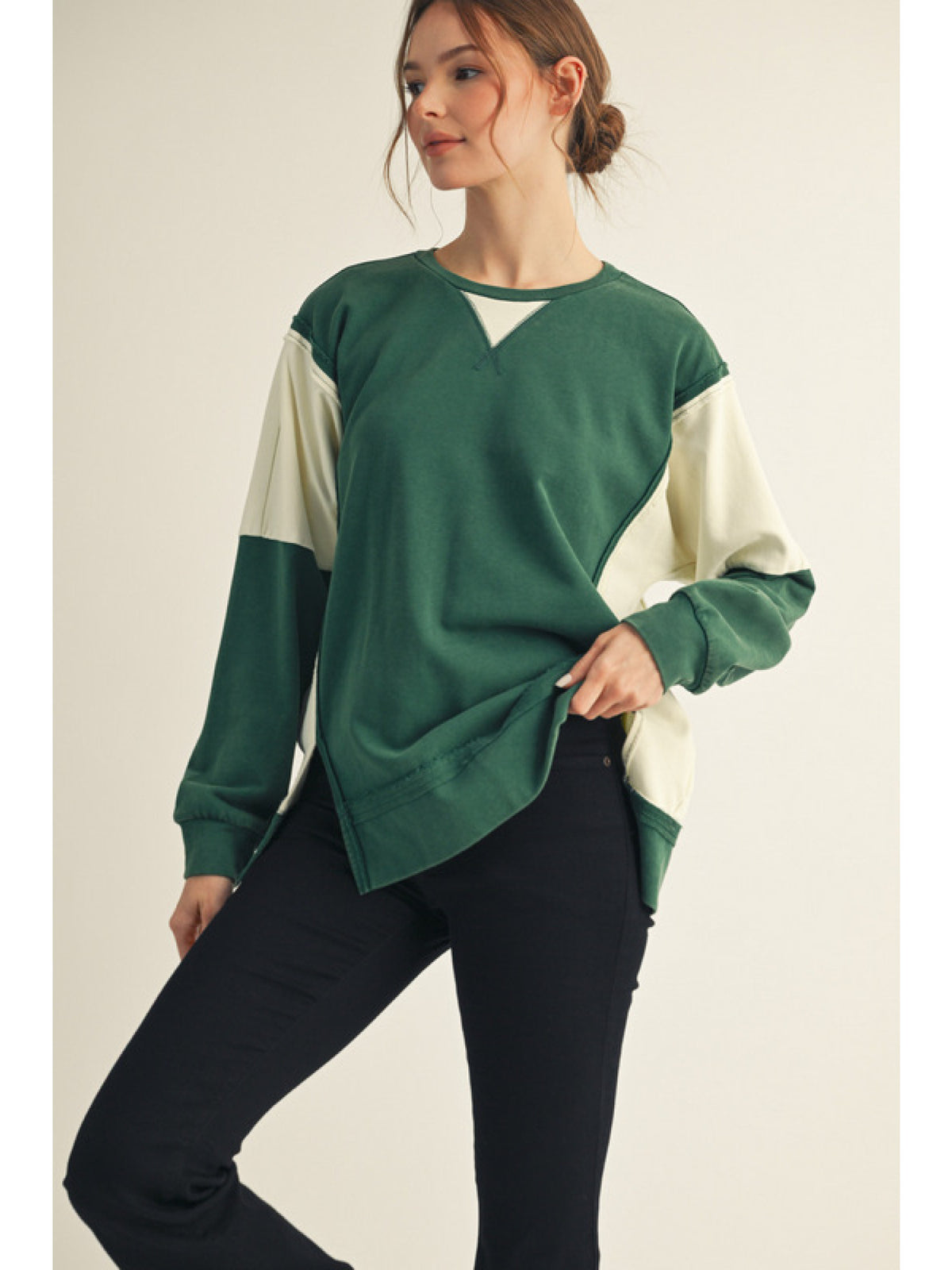 Raw Cut Accent Color Block Gameday Top