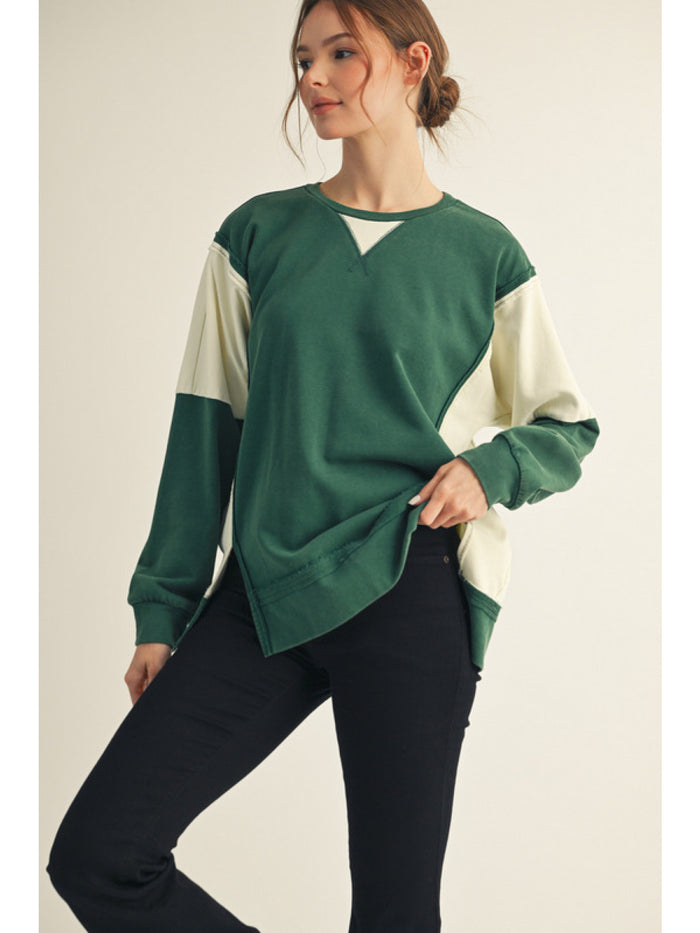 Raw Cut Accent Color Block Gameday Top