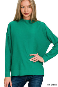 Viscose Mock Neck Exposed Seam Sweater