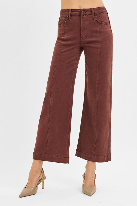 Risen Tummy Control High Rise Crop Wide Pants