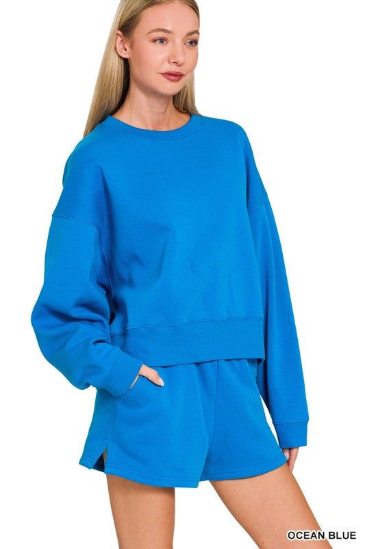 Fleece Round Neck Pullover & Shorts Set