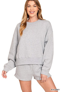 Fleece Round Neck Pullover & Shorts Set