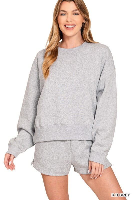 Fleece Round Neck Pullover & Shorts Set