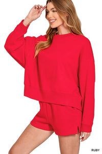 Fleece Round Neck Pullover & Shorts Set