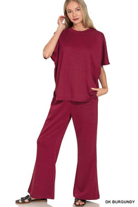 Scuba Curbed Hem Top & Pants Set