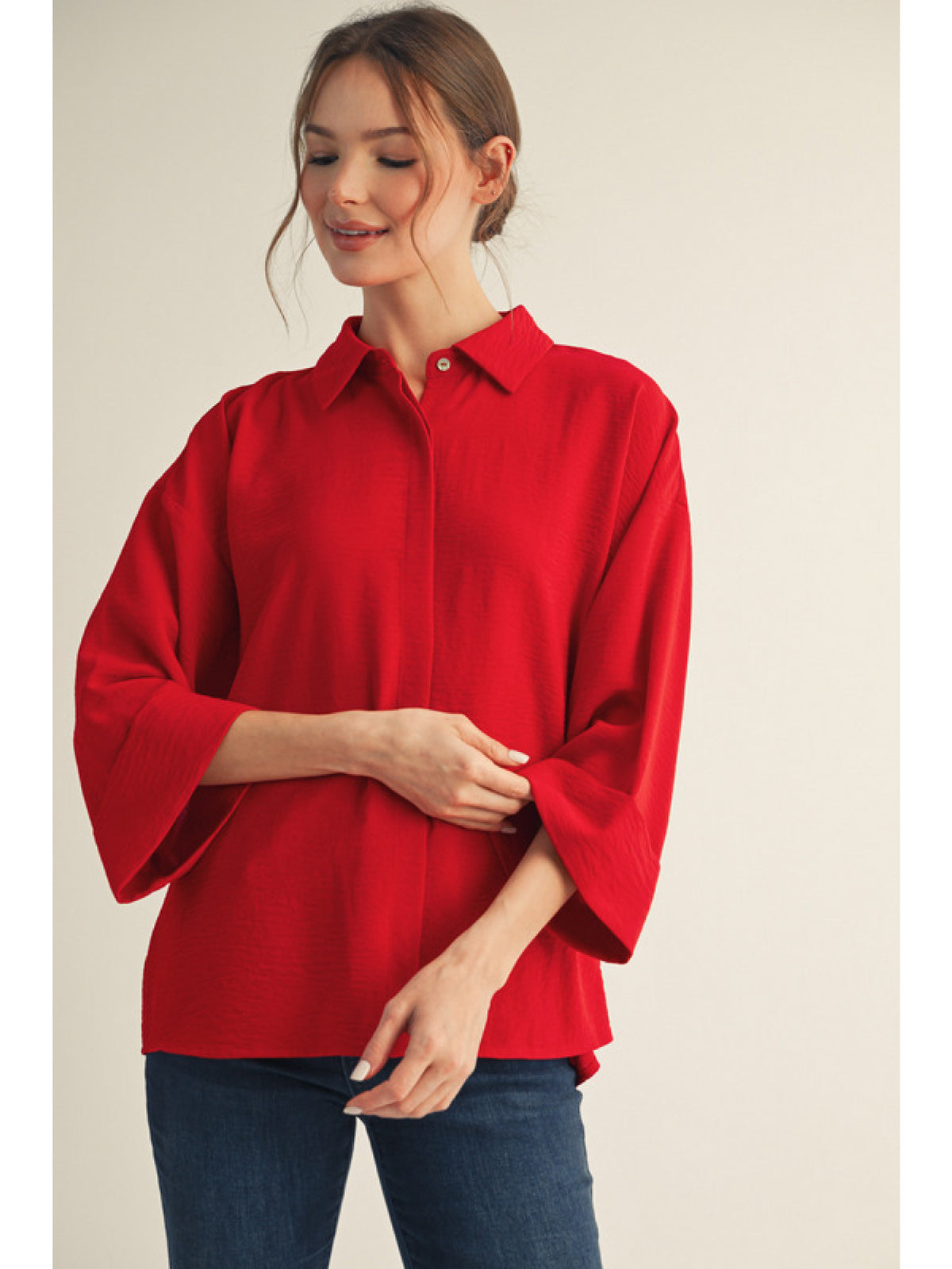 3/4 sleeves button down top