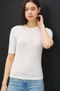Modal Classic Ribbed Crewneck Short Sleeve Top