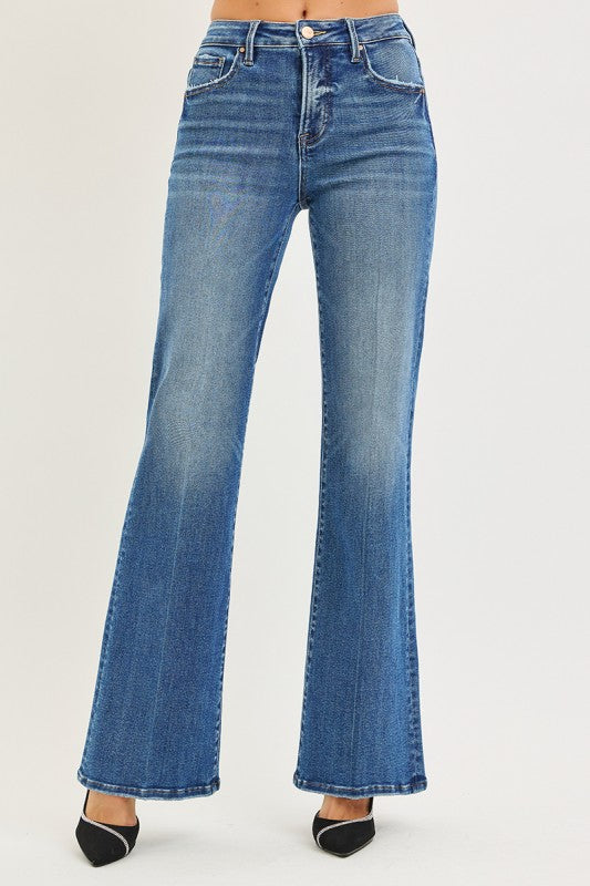 Risen Tummy Control High Rise Wide Flare Jeans