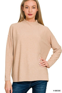 Viscose Mock Neck Exposed Seam Sweater