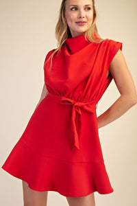 Cowl Neck Sleeveless Mini Dress