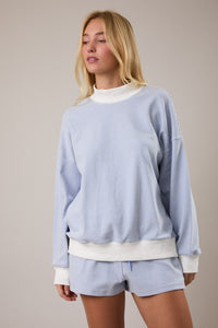 Mock Neck Stripe Sweatshirts Top