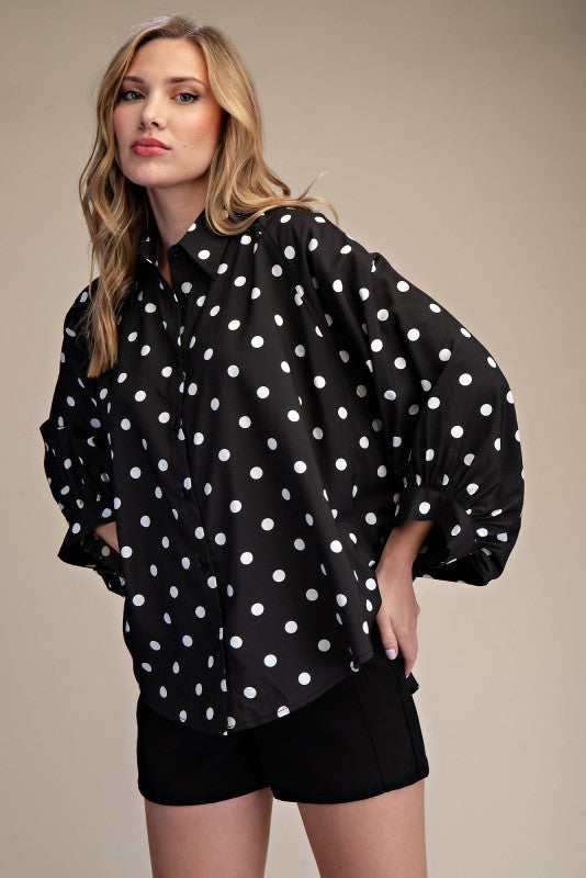Polkadot Button Front Shirt