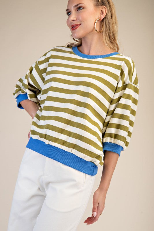 Round Neck Bubble Sleeve Sweatshirt