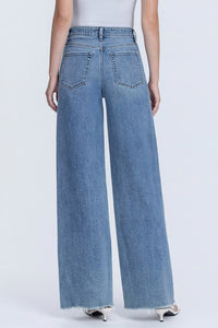 Flying Monkey Super High Rise Medium Wash Raw Hem Wide Leg Jeans