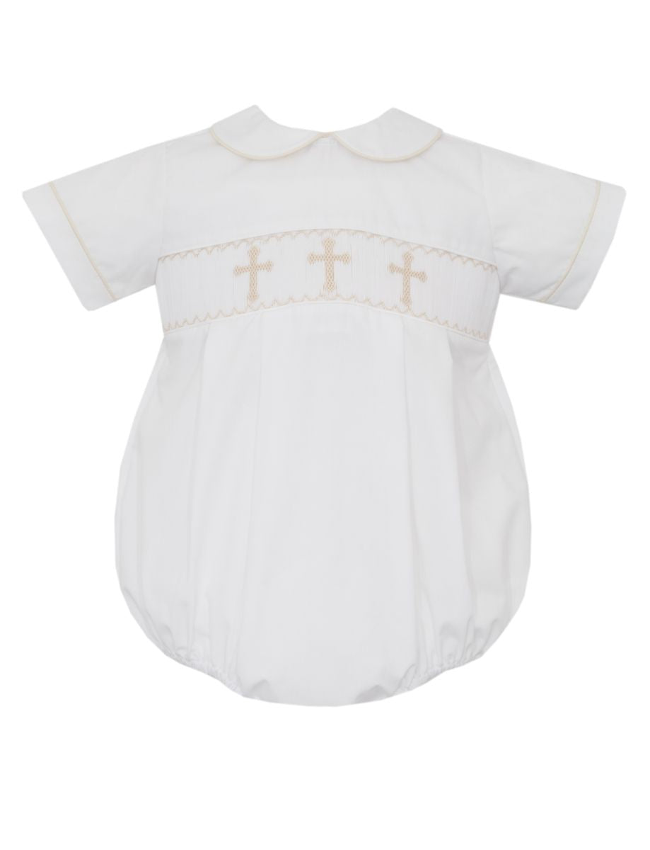 Petit Bebe CROSS BOY´S - White poplin boy's bubble