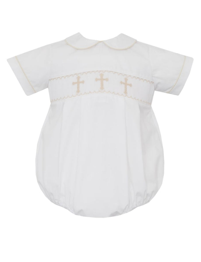 Petit Bebe CROSS BOY´S - White poplin boy's bubble