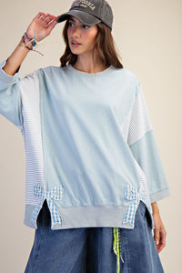 WASHED TERRY KNIT PULLOVER