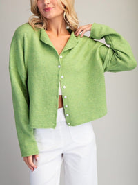 Solid Button Down Long Sleeve Cardigan