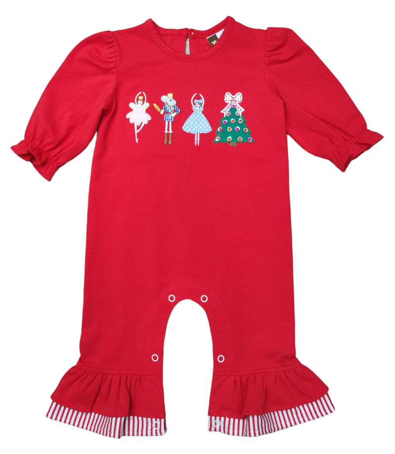 Banana Split Nutcracker Applique Girls Romper