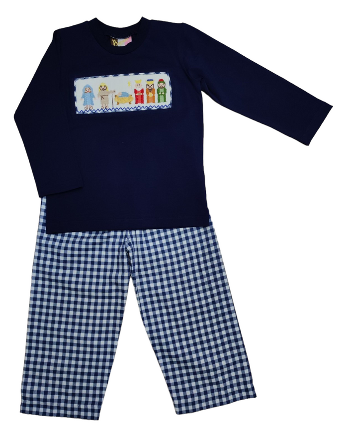 Banana Split Nativity Smocked Boys Pant Set