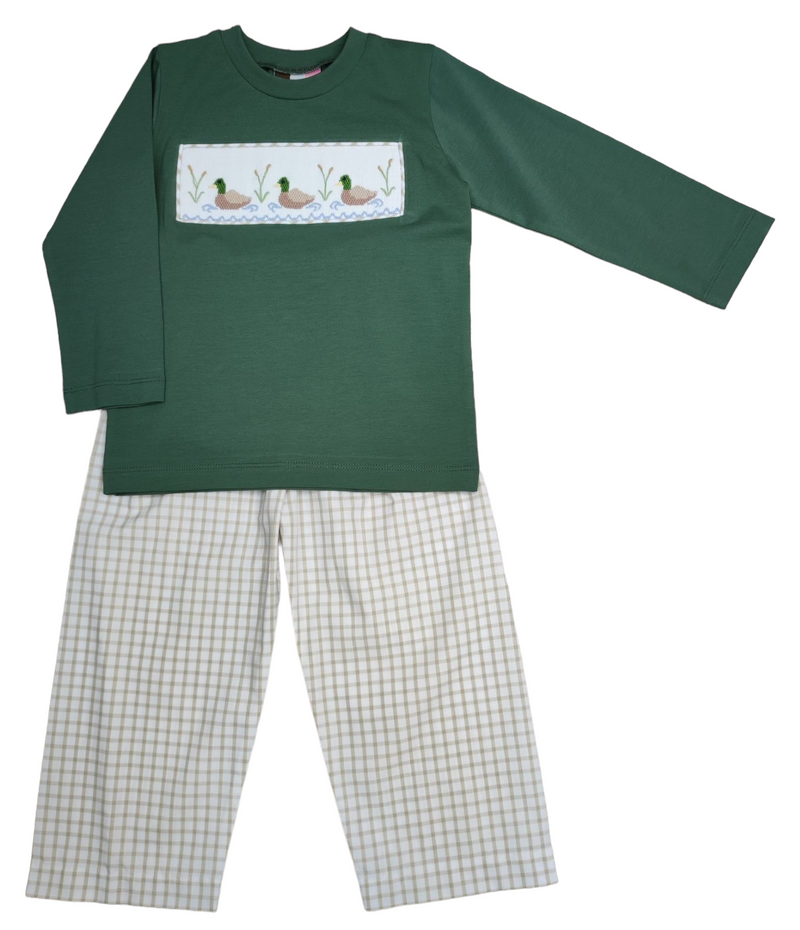 Banana Split Mallard Duck Smocked Boy Pant Set