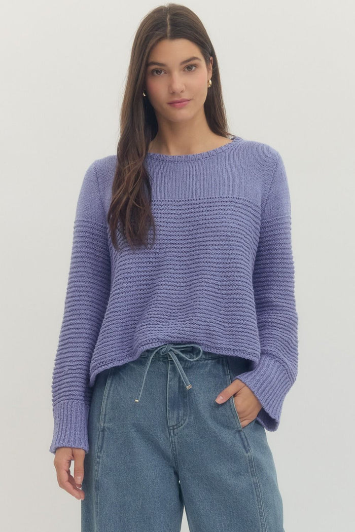 Solid long sleeve knit top