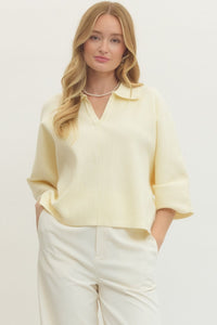 Solid 3/4 sleeve knit top