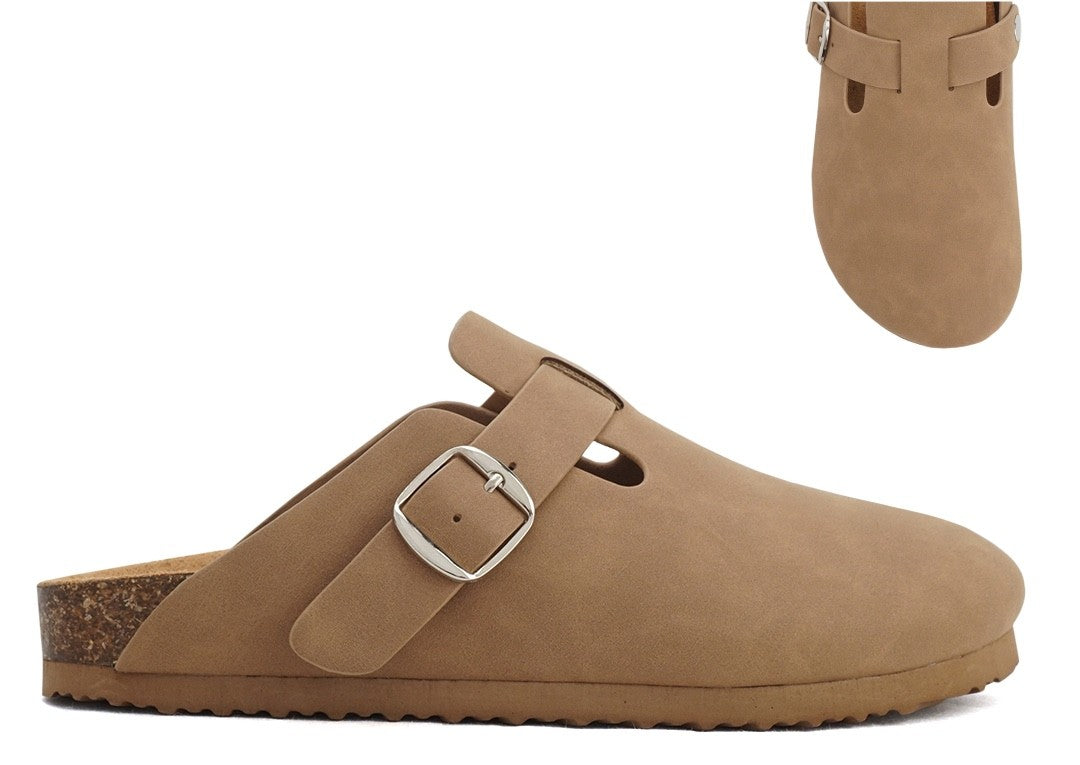 Soda Regis Round Toe Clog Sandals With Buckle Detail