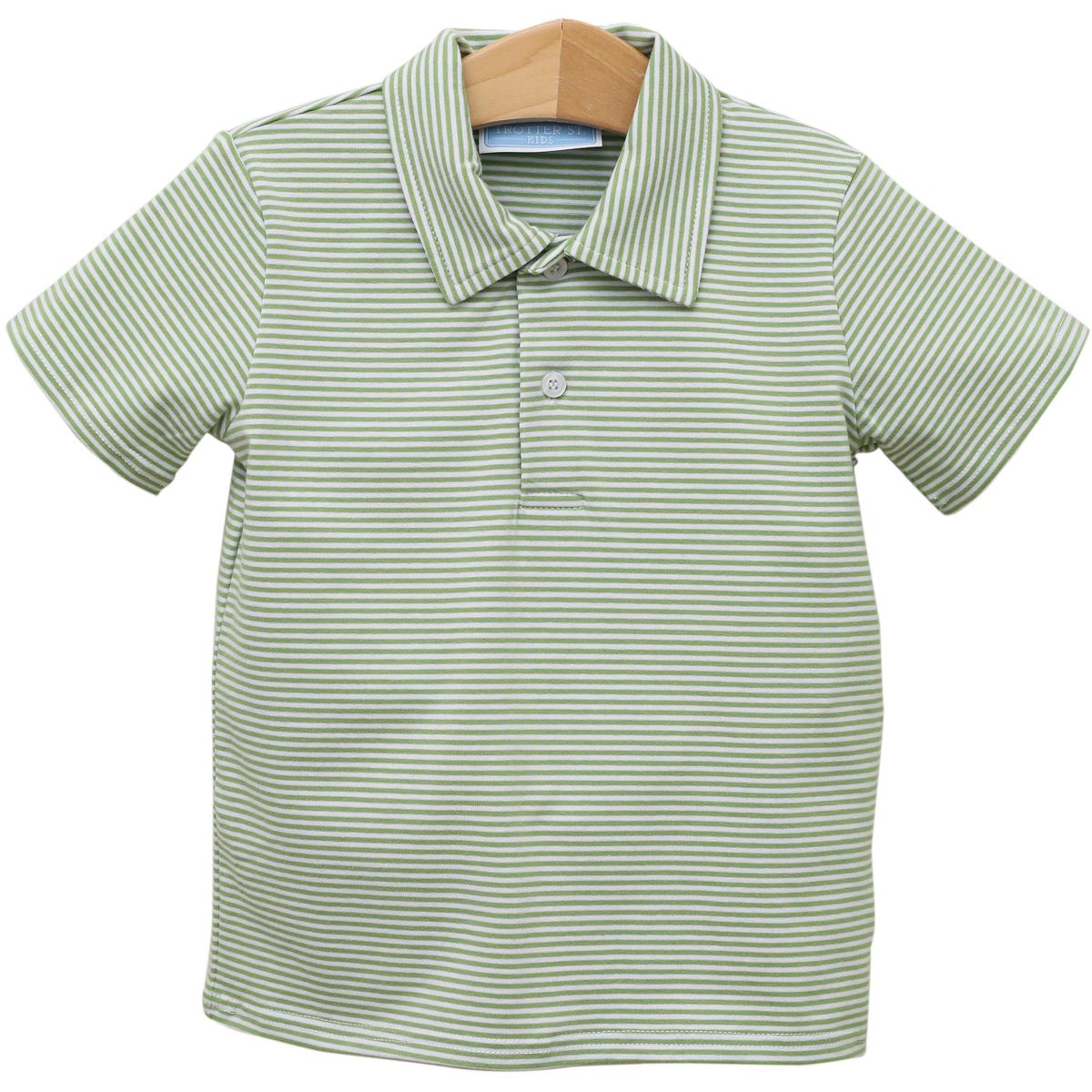 Trotter Street Henry Polo- Green Stripe