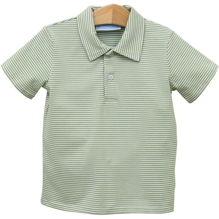 Trotter Street Henry Polo- Green Stripe