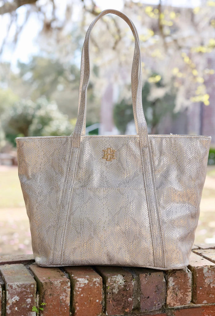 Caroline Hill Darla Tote Metallic Champagne