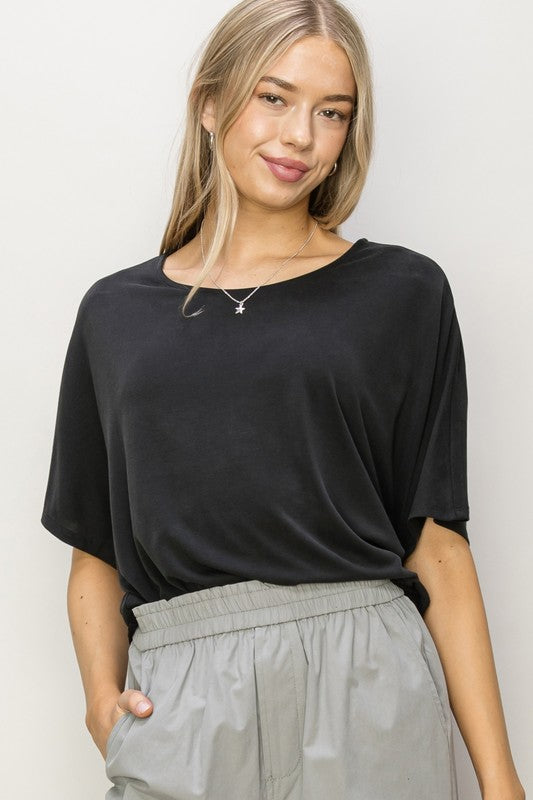 ELBOW LENGTH DOLMAN SLEEVE TOP