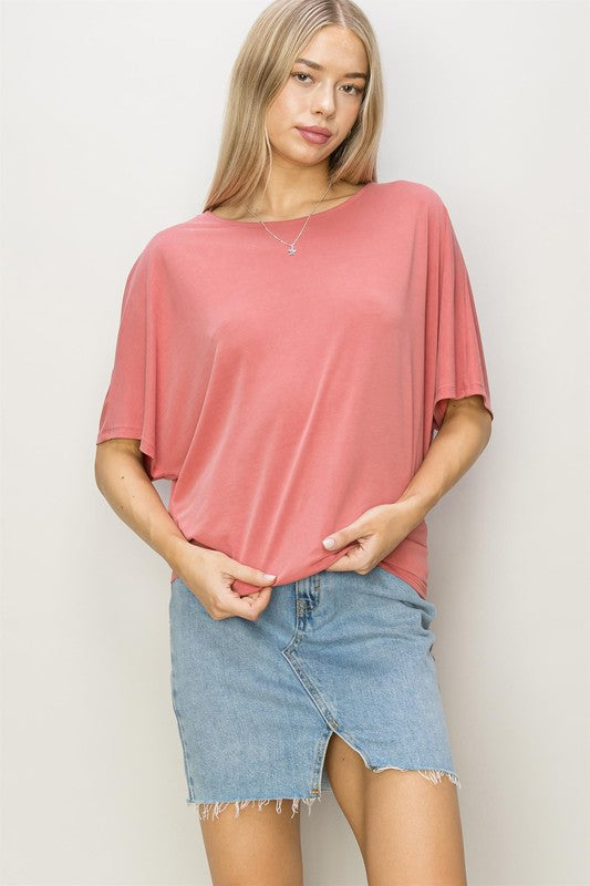 ELBOW LENGTH DOLMAN SLEEVE TOP