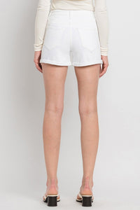 VERVET HIGH RISE DOUBLE CUFF DENIM SHORTS OPTIC WHITE