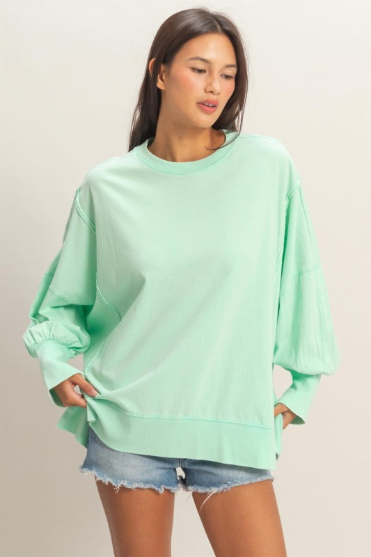 Oversized Seam Detail Long Sleeve Top