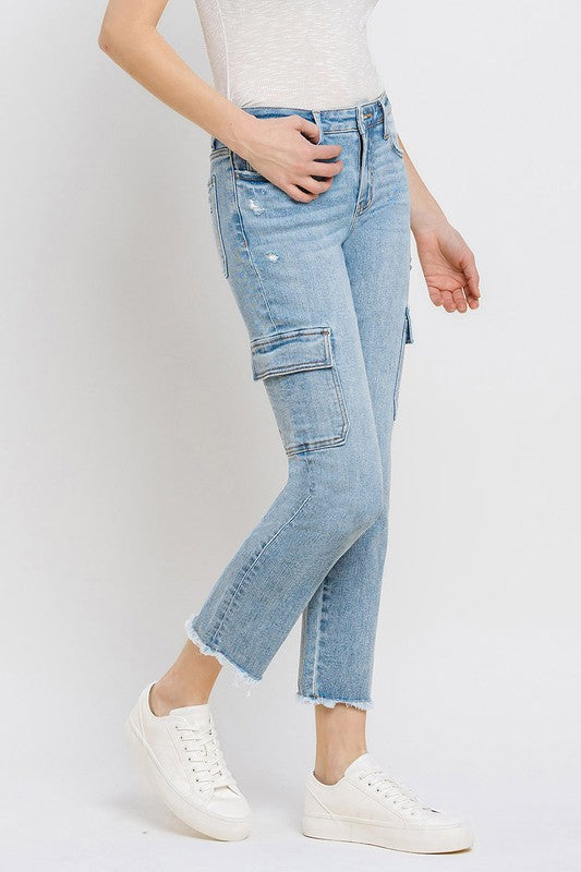 LOVERVET MID RISE SLIM STRAIGHT CARGO JEAN