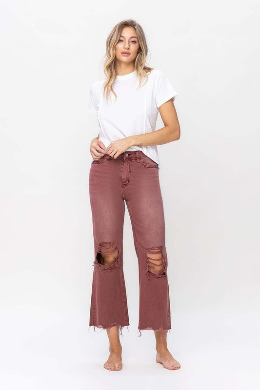 90'S VINTAGE HIGH RISE CROP FLARE JEANS