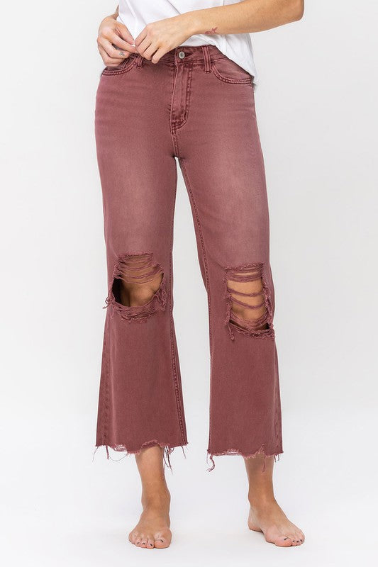 90'S VINTAGE HIGH RISE CROP FLARE JEANS