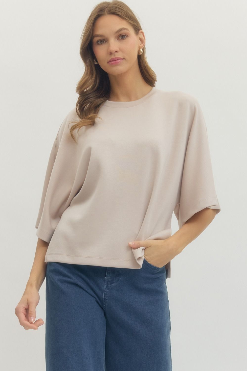 Solid elbow sleeve top