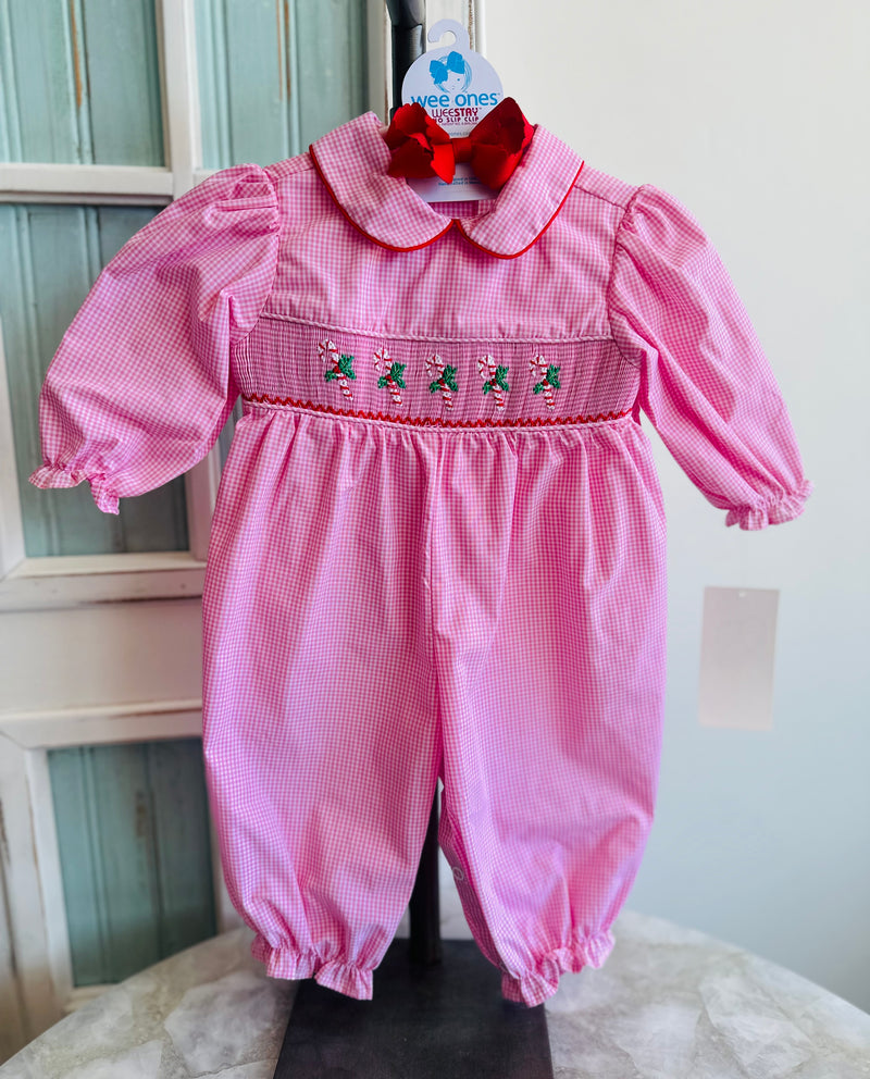 Baby Blessings Candy Cane Mistletoe Audrey Romper