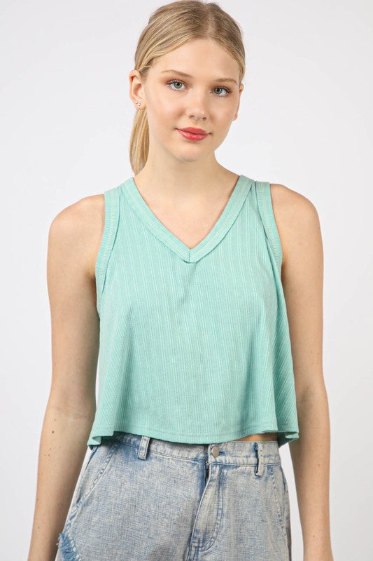 Sleeveless Soft Knit Swing Crop Top